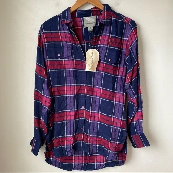 Summer Of Love Jett Check 100% Cotton Plaid Shirt - Picture 2 of 16